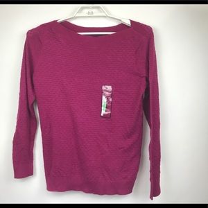 Basic Editions Womans‎ Fuchsia Boatneck Sweater Med